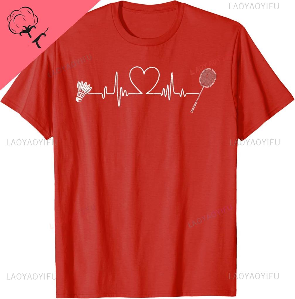 Badminton Heartbeat Funny Badminton T-Shirt Breathable and Comfortable Cotton Casual Personalized Clothing  Camisas Streetwear