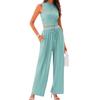 2026 Women's Knit Casual Two-Piece Set: Short Tank Top & Wide-Leg Sports Pants