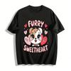 Furry Sweetheart Heart Print Casual Short Sleeve Top Pure Cotton T-shirt