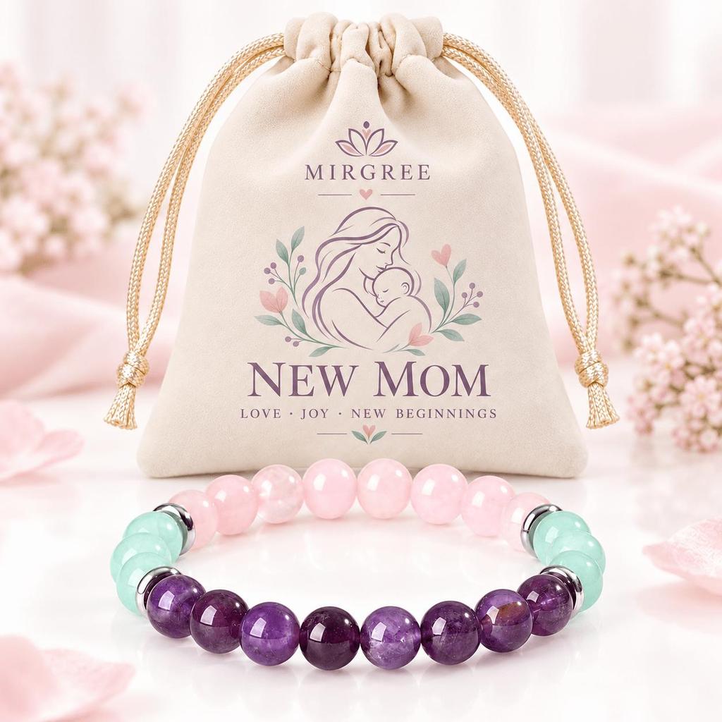 MIRGREE New Mom Bracelet for Women, Colorful Beaded Bracelet, Meaningful Gift for First Time Mom, Baby Shower and Mother’s Day Gift