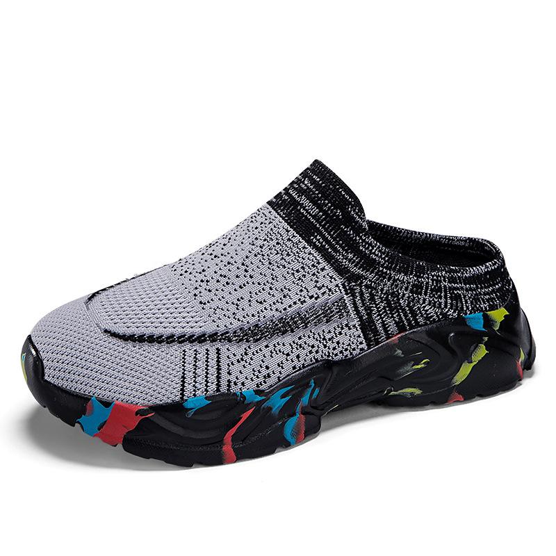 Fashion Large Size Women's Shoes Summer Fashion Fly Weave Slip on Half Slippers Comfortable Height Increase Mesh Breathable Casual Shoes