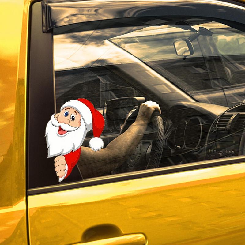 Christmas Creative Car Stickers Funny Santa Claus Vehicle Decals Auto Window Santa Claus Decorations Vehicle Supplies