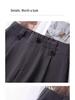 Summer 2025 Women's High-Waisted Gray Wide-Leg Pants - Slimming, Floor-Length, Drapey, Loose, Casual Straight-Leg Design.