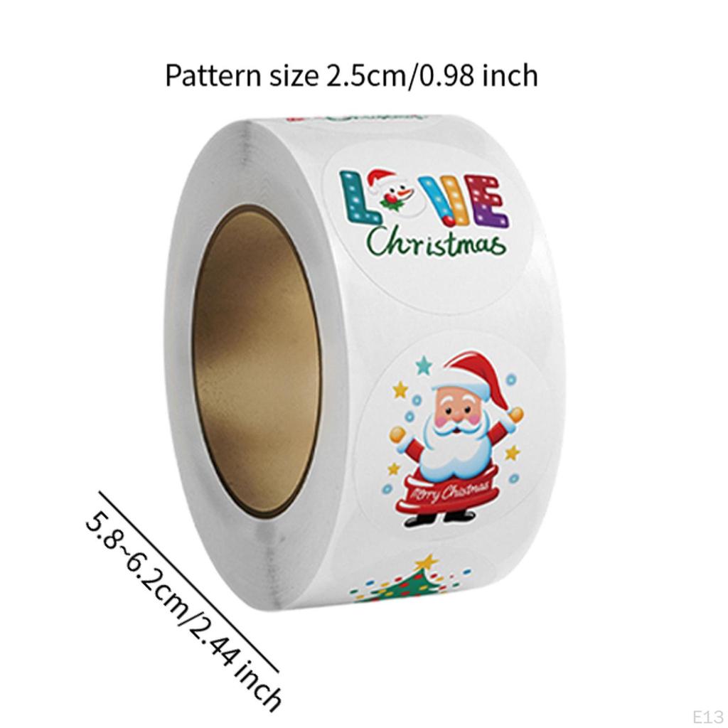 500Pcs Christmas Stickers Roll Envelope Seals Round Decorative Labels Gift Sealing for