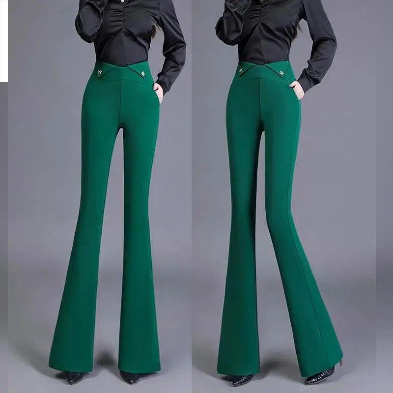 Elegant Fashion Women High Waist Suit Pants Spring Autumn New Simple Slim Korean Streetwear Casual Solid All-match Flare Trouser