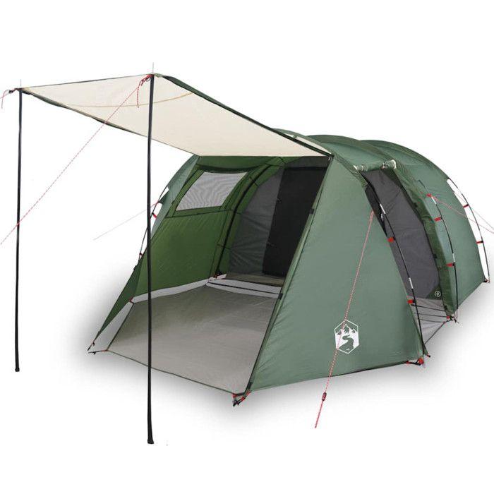 VidaXL Tunnel Camping Tent 4 Persons, Shade Tent with Carry Bag, Camping Awning, Garden Shelter, Green 94397