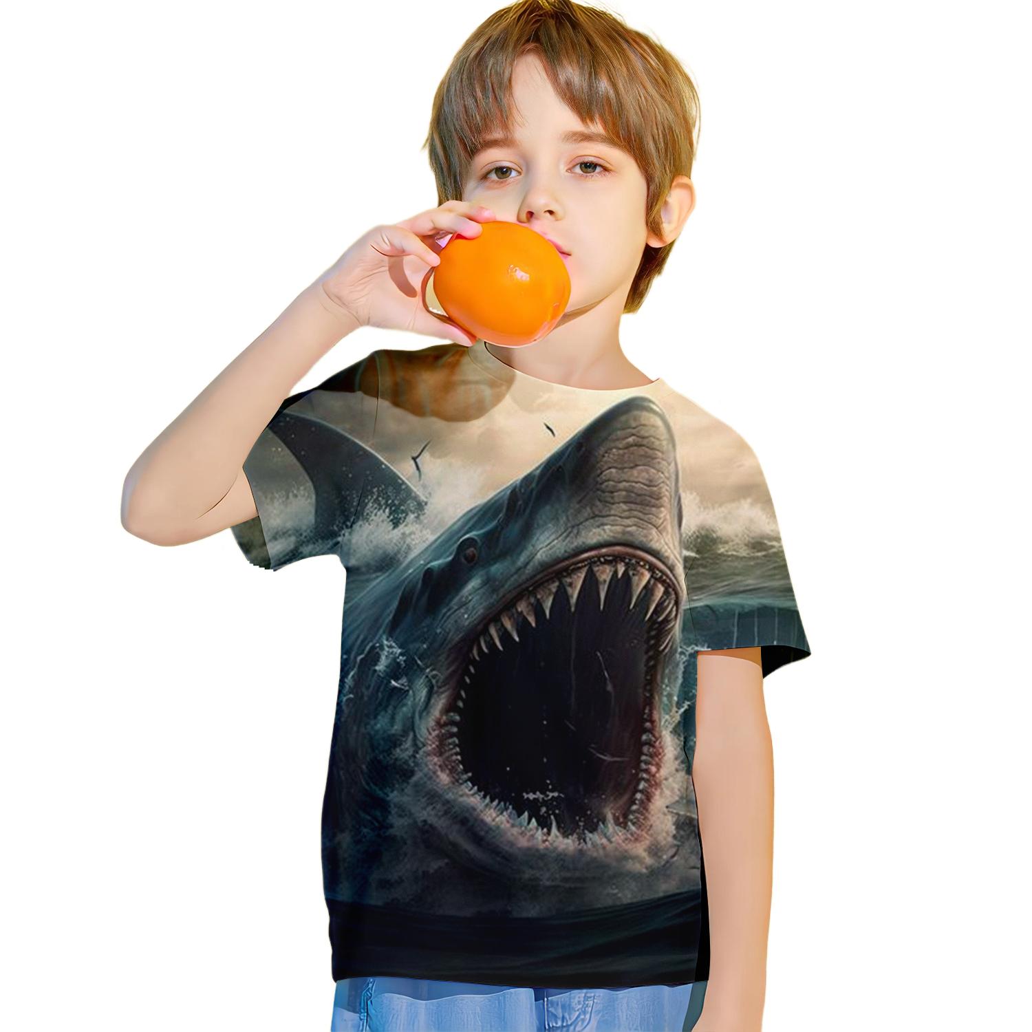 

Stylish Shark 3D Print Children s Clothing Boys Tshirt Short Sleeve Kids Summer Clothes Trendy Casual Boys Clothes Child T-Shirt 170
