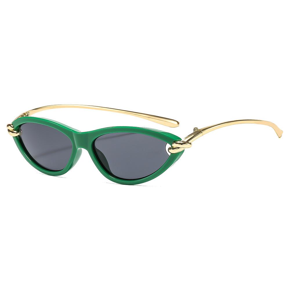 New Retro Cat Eye Gradient Sunglasses Women Men UV400 Metal Frame Trendy Personality Brand Knot Design