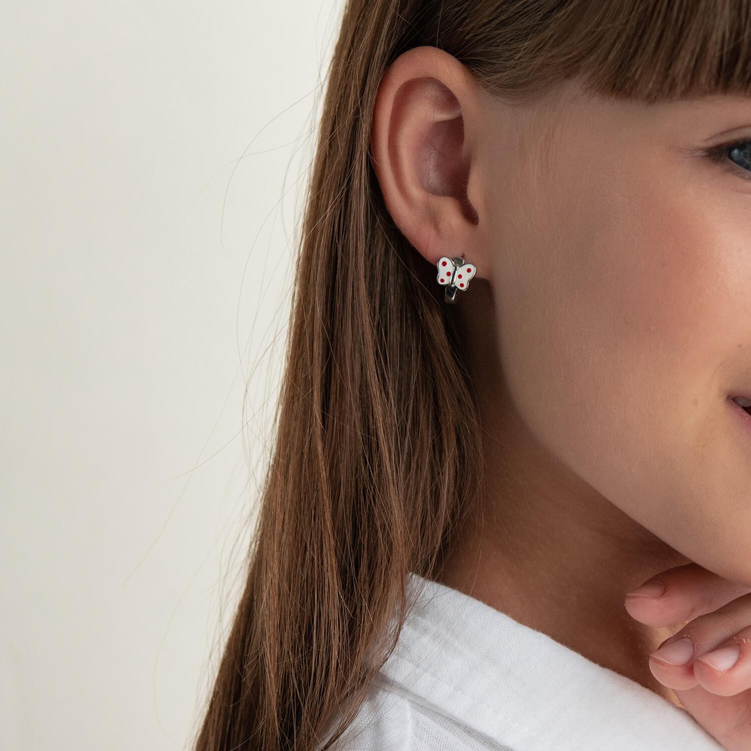 

Дитячі срібні сережки Метелики (емаль) Oniks срібний