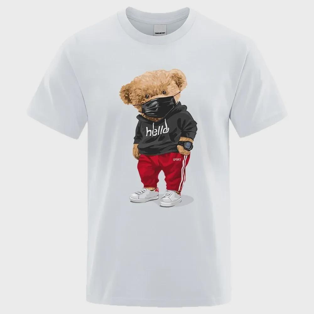 Men's Fashion 3D Bear Print Short-Sleeve T-Shirt for Couples