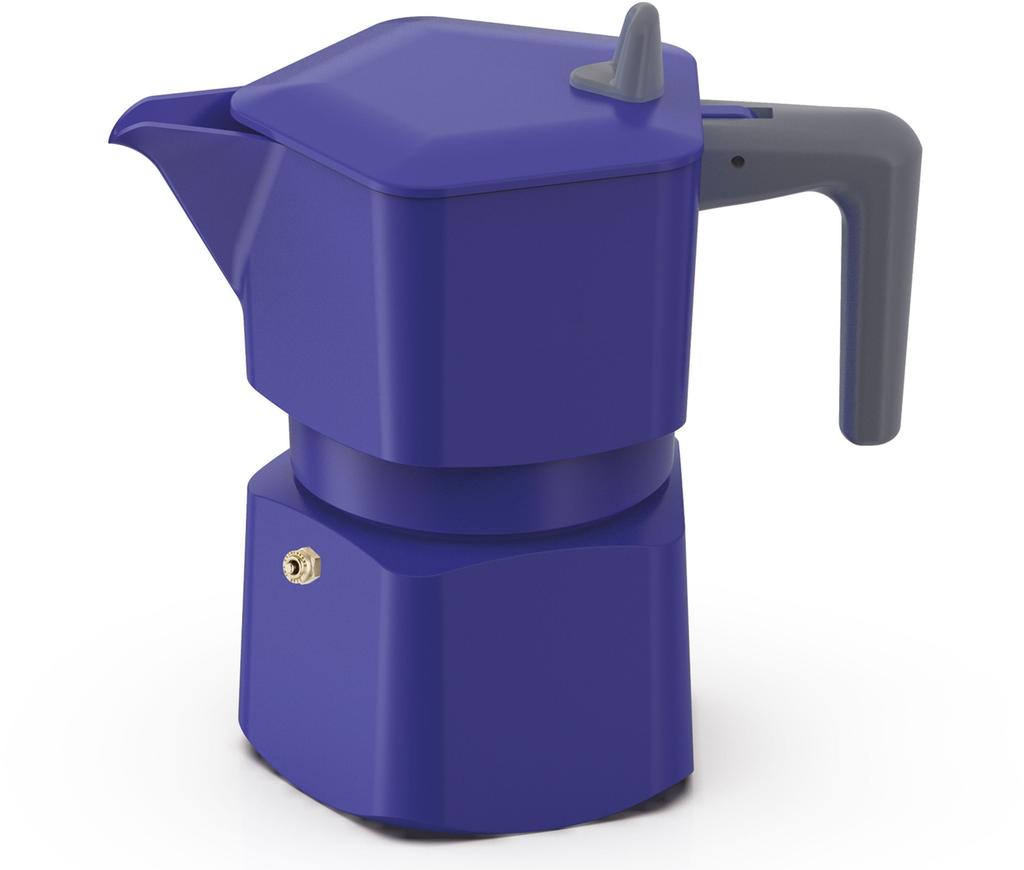 Italienische Kaffeekanne - PEZZETTI - PENTAEXPRESS - Aluminium - 3 Tassen - Blau