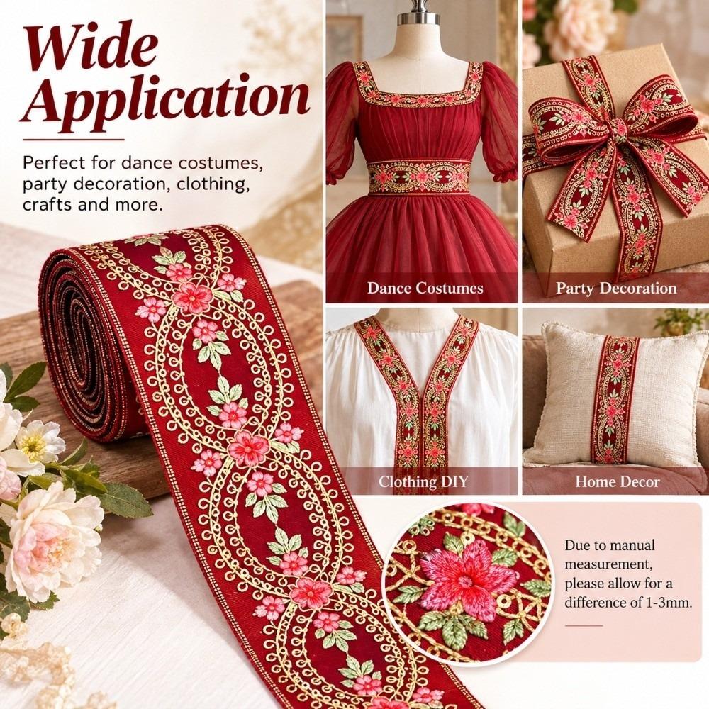 4.5cm Width Fabric Webbing Ribbon Gold Thread Sequins Embroidery Lace Fabric For Dress Decoration