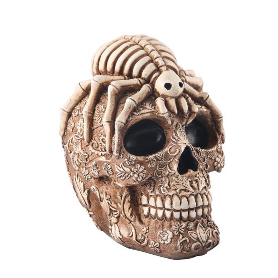 Halloween Skull Ornament Horror Vintage Gothic Flower Spider Skull Head