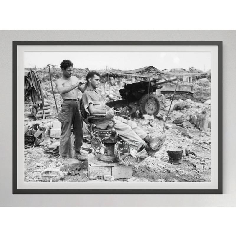 Vintage Black and White Cycling Surf Beach Photography Golf  Haircut Poster Print Women Eating Pasta Canvas Painting Home Decor