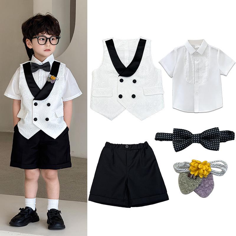 Children's Polka Dot Vest Tuxedo for Summer 2024 - Boys and Girls Performance Costume for Children's Day.