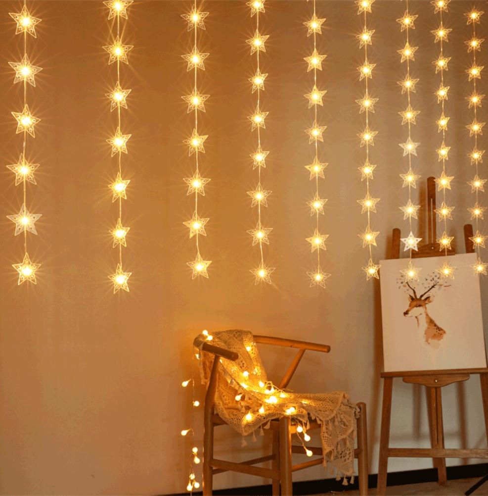 Märchenhafte Weihnachtsbeleuchtung LED Stern Lichterkette mit Fernbedienung für Innen Außen Party Hochzeit Feiertag