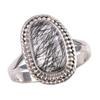 Natürlicher Schwarzer Rutil Edelstein 925 Massiv Sterlingsilber Schmuck Ring S.9.5 s5F39