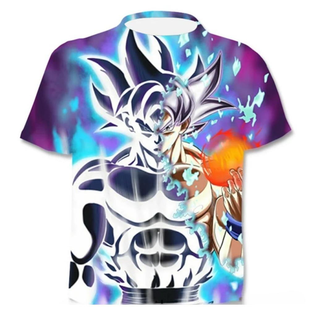 Children's Dragon Ball Series 3D Digital Printed Boys' Street Trendy Round Neck Short Sleeved T-shirt