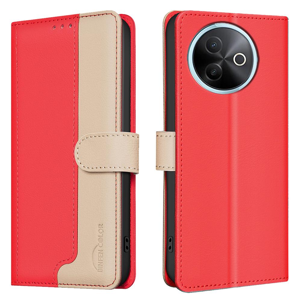 BINFEN COLOR BF33 For vivo Y39 5G Leather Case Splicing Color RFID Blocking Wallet Stand Phone Cover