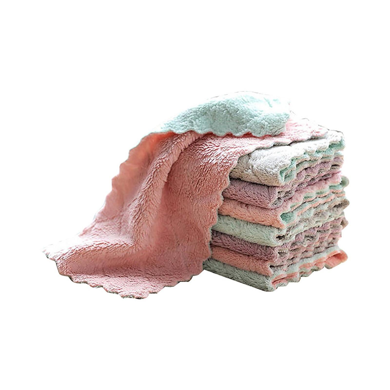 

10 шт. впитывающая чистая ткань для протирания посуды полотенце для дома кухонная раковина протирание кораллы One Size