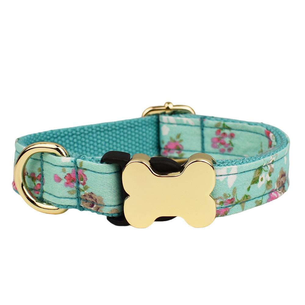 Pet Dog Collar With Printed Design And Bone Decoration For Small Medium Large Pets