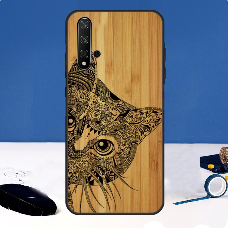 Bamboo Wood Pattern Skull Print Case For Huawei Nova Y90 Y91 Y60 Y61 Y70 10 9 SE 11 Pro 5T 11i 8i 3i P20 P40 P30 Lite Cover