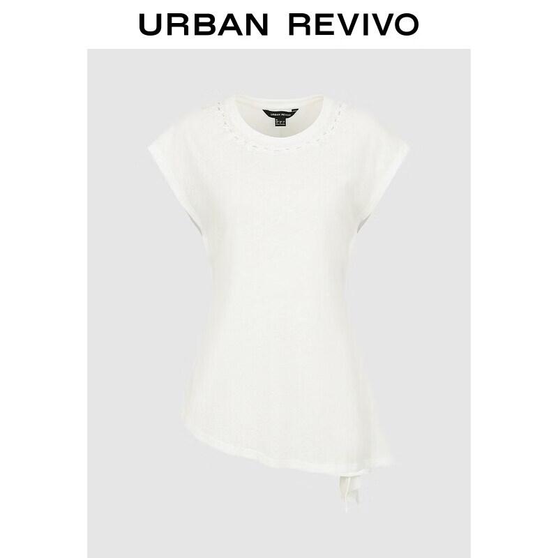 

UR2026 Women s Ruffle Embroidered Short Sleeve T-shirt S