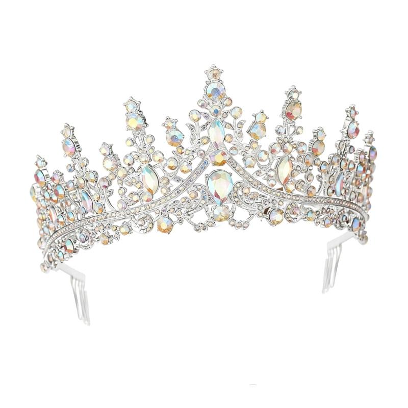 Sparkling Rhinestones Bridal Crowns with Secure Hair Comb Grip Wedding Headpiece For Bride Ceremony and Photography Props