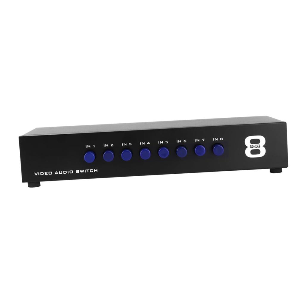 FRCOLOR Composite Video 8 RCA Manual AV Security Low Easy for Store Conference Black Switcher, Inputs/1 Output, 8-Port Switcher, Video/Audio Selector,