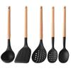 White Silicone Wooden Handle Soup Spoon Spatula Brush Scraper Pasta Egg Beater Non-stick Kitchen Cooking Tools Kitchenware