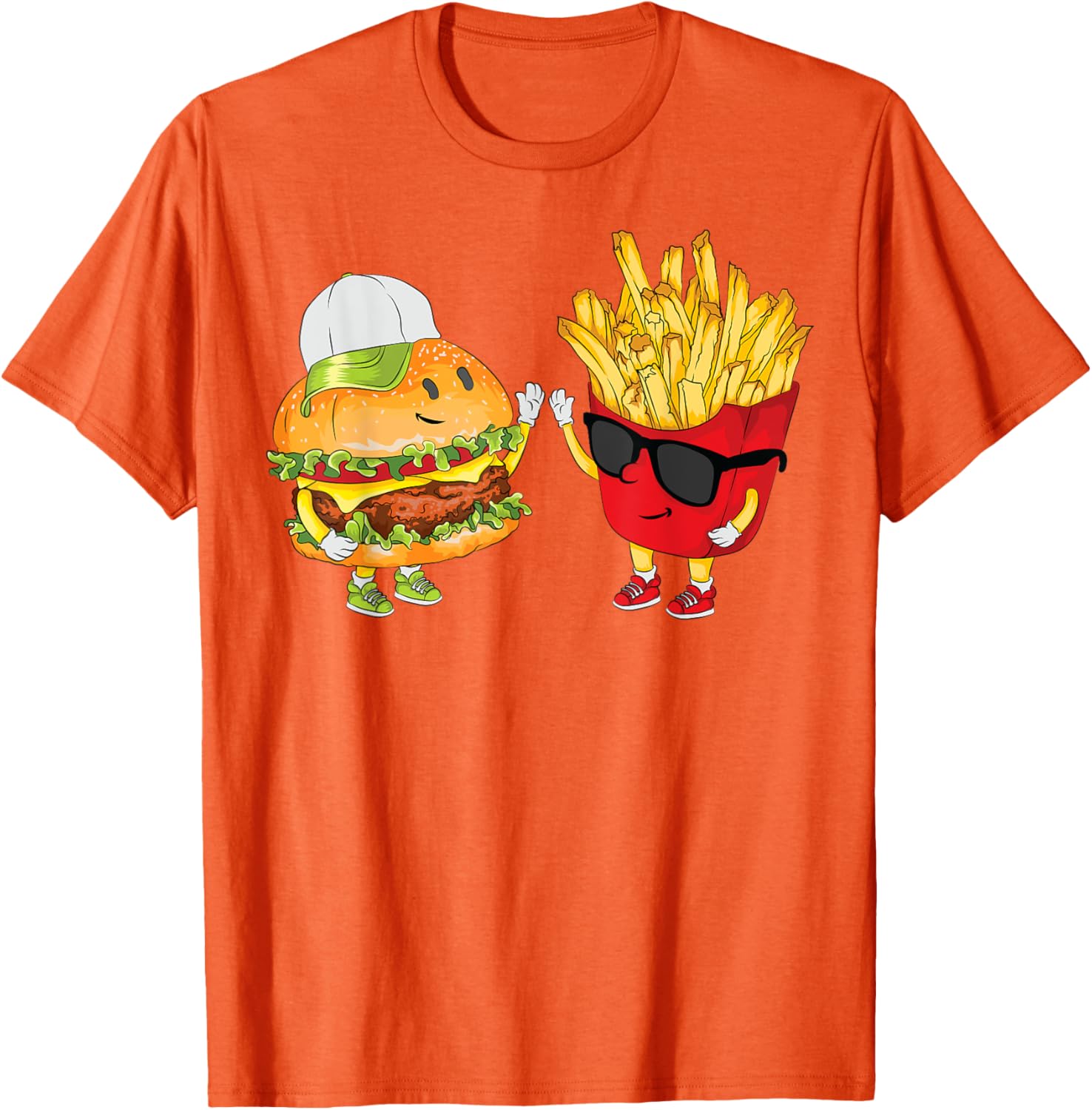 

Hamburger Fries High Five Funny Combo Snack Graphic Print Men s T-Shirt Casual Daily Tee 4XL