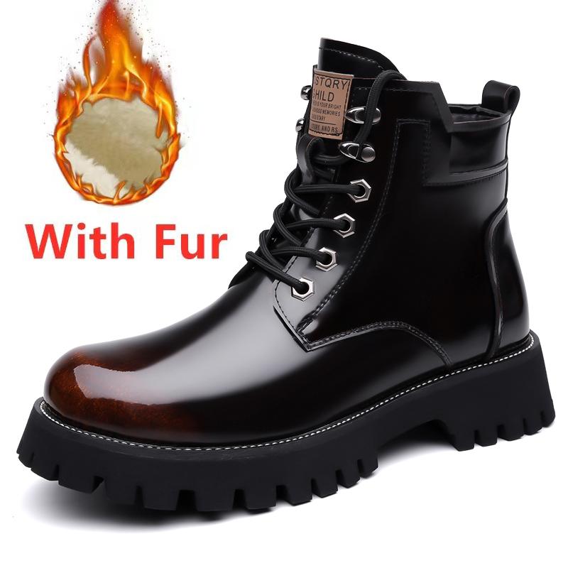 

Fashion Outdoor Hiking Mens Motorcycle Boots Wear-resistant Ankle Boots Fashion Side Zip High Top Shoes Classic Botas Non-slip Sneakers 44