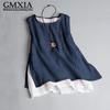 Women's Fashion Casual Leisure Solid Color Print Sleeveless O Neck Blouses & Shirts