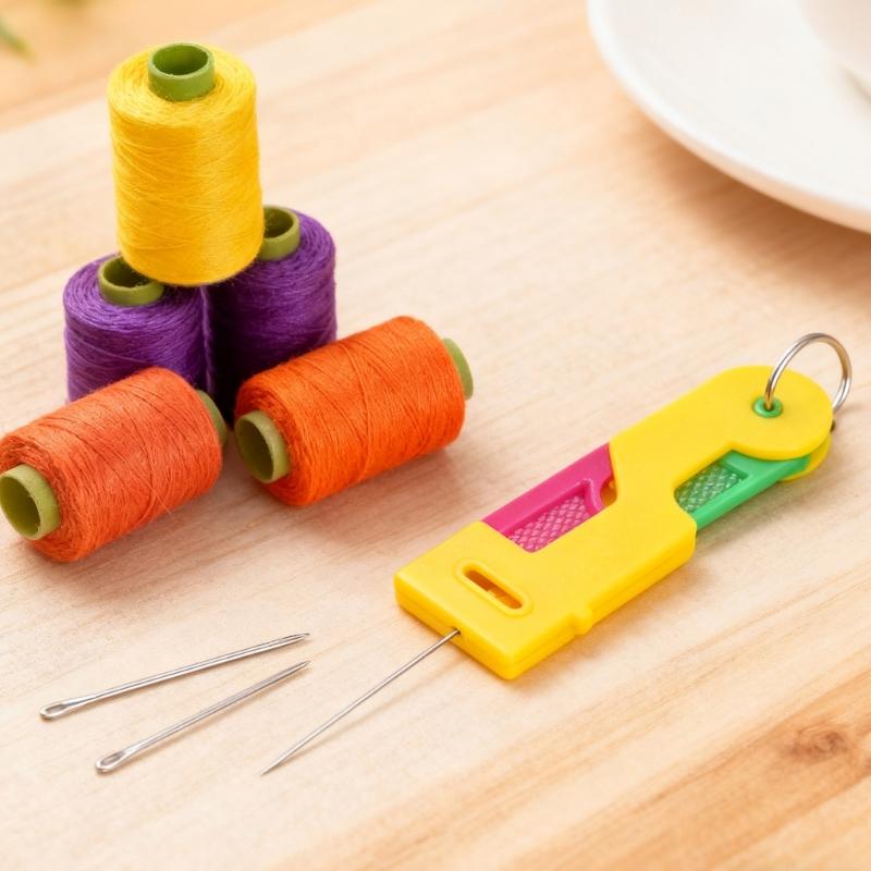 Multifunctional Needle Threader Assorted Random Color Ideal for Effortlessly Sewing Crafting and Projects