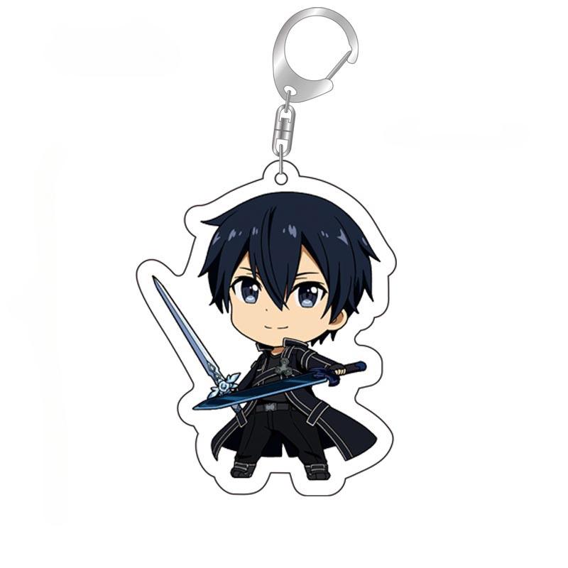 Sword Art Online Kirito Anime Keychain Yuuki Asuna Bag Tag Accessories Asada Shino Plastic Cartoon Keyring