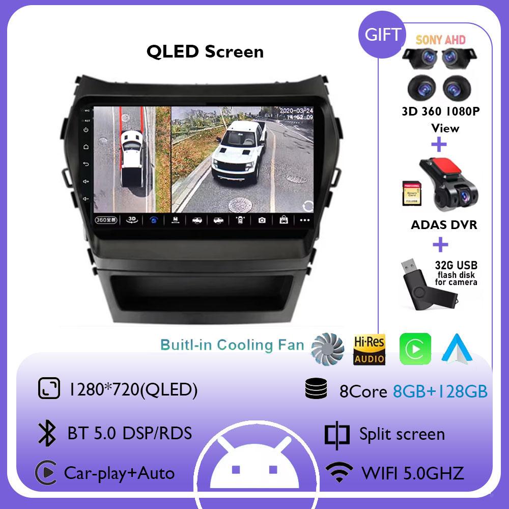 For Hyundai Santa Fe 3 2013 - 2016 Carplay Auto 4G+WIFI GPS Car Radio Navigation Multimedia Video Player Stereo BT Android 14