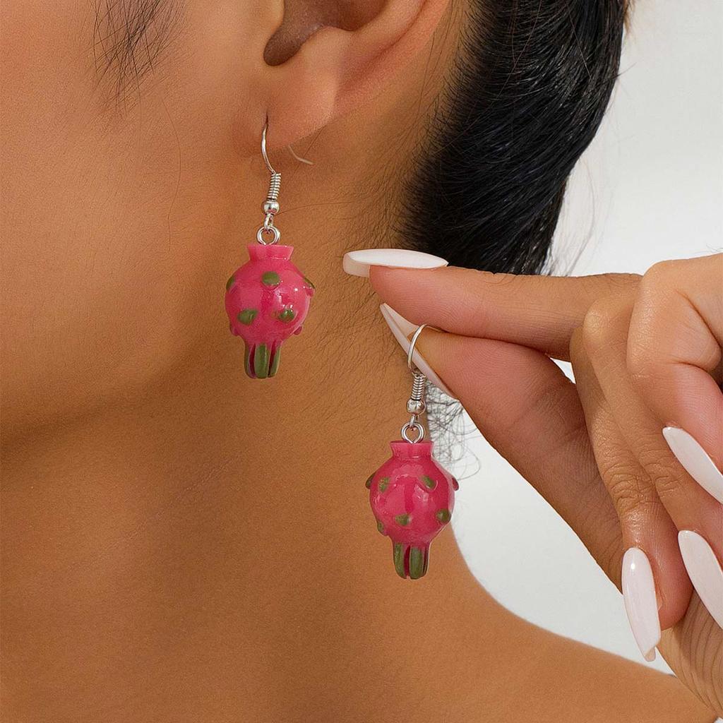 1 Pair of Simulated Three-dimensional Fruit Earrings, Earrings, Lemon Dragon Fruit Grape Qingti, Cute Vacation for Friends