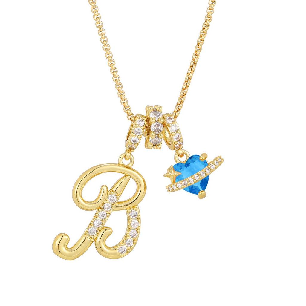 Fresh English Flower Letter Necklace - Delicate Girl's Charm Pendant