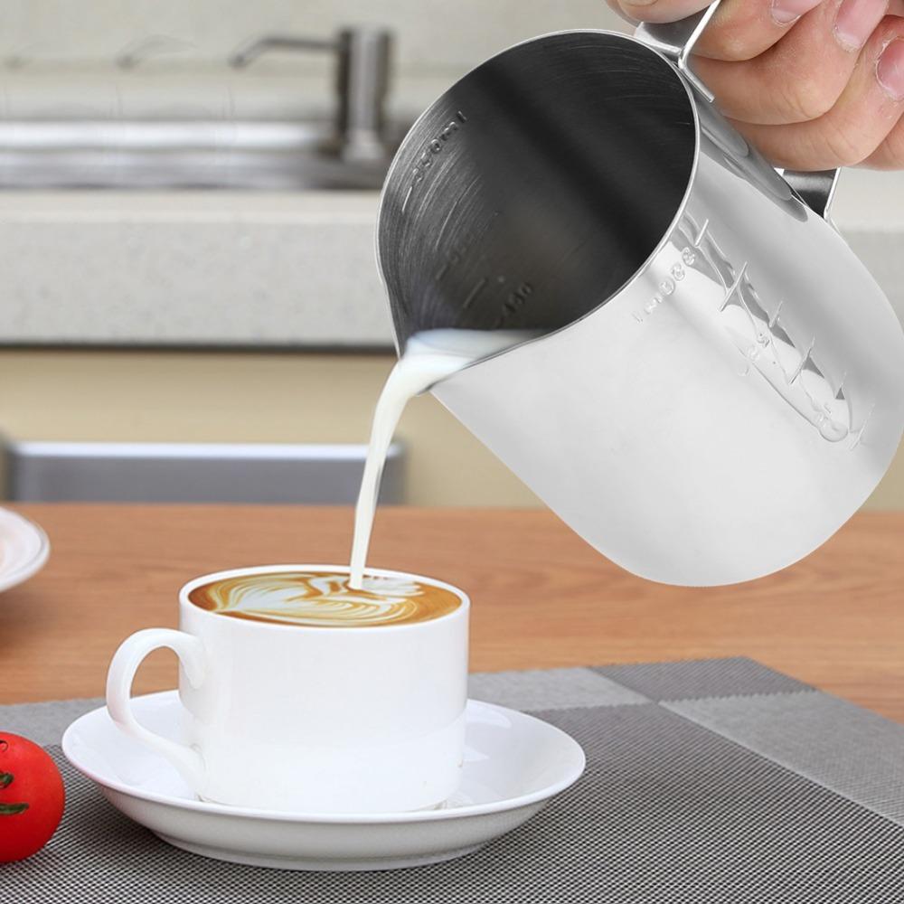 Clear Scale Coffee Frothing Pitcher Sharp Spout Pull Flower Cup Steaming Pitcher  Cappuccino Making