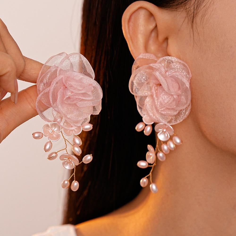 Sweet Beach Earrings Exaggerated Petals Stud Earrings Flower Dangle Earrings  Ladies/Girls