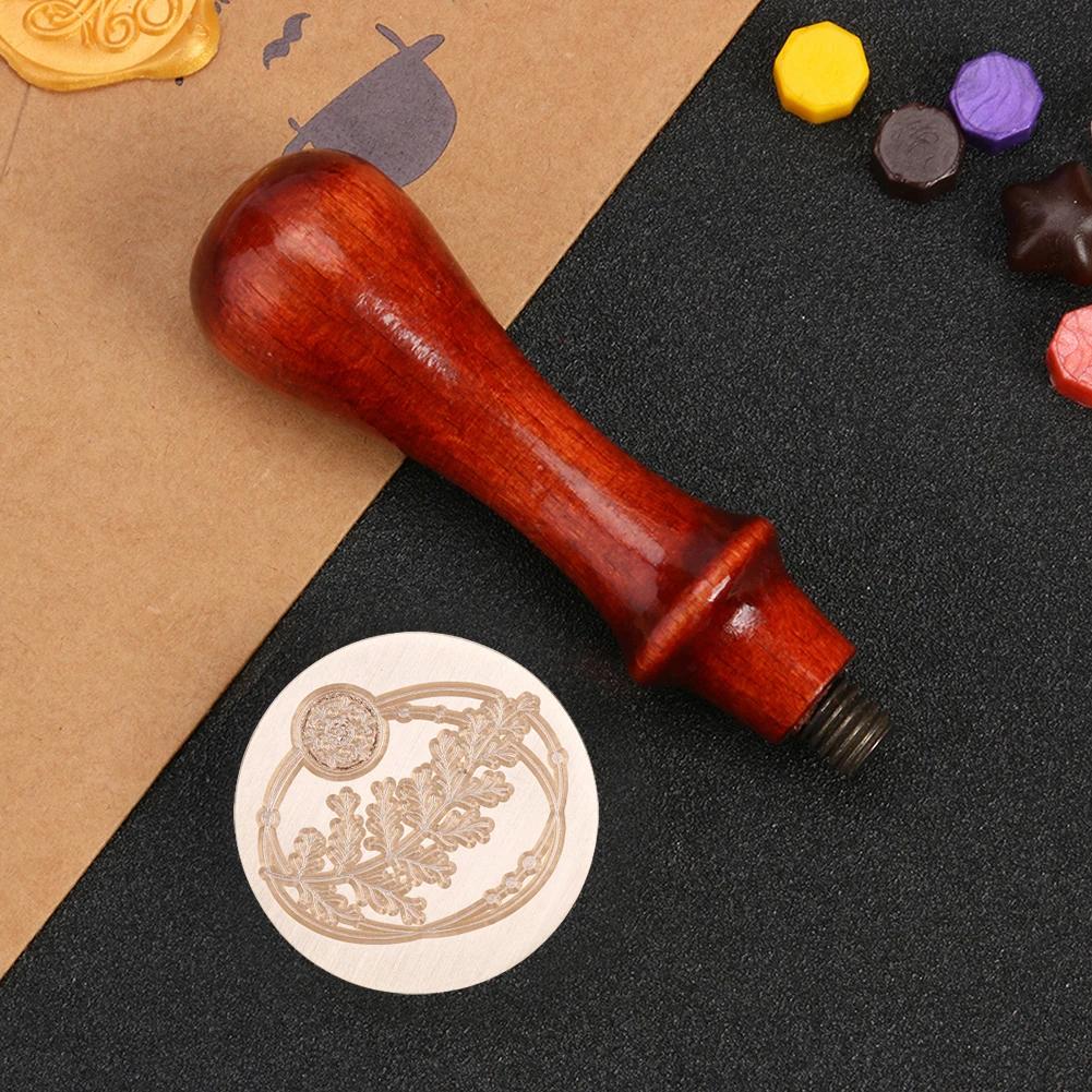 Retro Antique Round Plant Sealing Wax Stamp Head Fire Paint for Wedding Invitation Gift Packaging Scrapbooking Card DIY Envelope