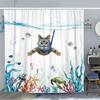 Shower Curtain: Adorable Cat Scuba Diving with Tropical Sea Life for a Fun and Whimsical Bathroom Decor