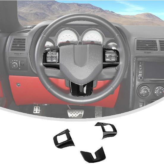 Linskip Steering Wheel Trim Compatible with Dodge Charger/Challenger/Durango/Dart 2009-2014 & Journey 2013-2022, Steering Wheel Cover for Charger