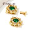 18K Gold Plated Inlaid Green Crystal Clasps For Jewelry Fasteners For Bracelets,Safety Clasps Accessories DIY Necklace Findings