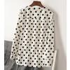 Women's Korean Style Polka Dot Chiffon Long Sleeve Shirt, Trendy White Spring Top