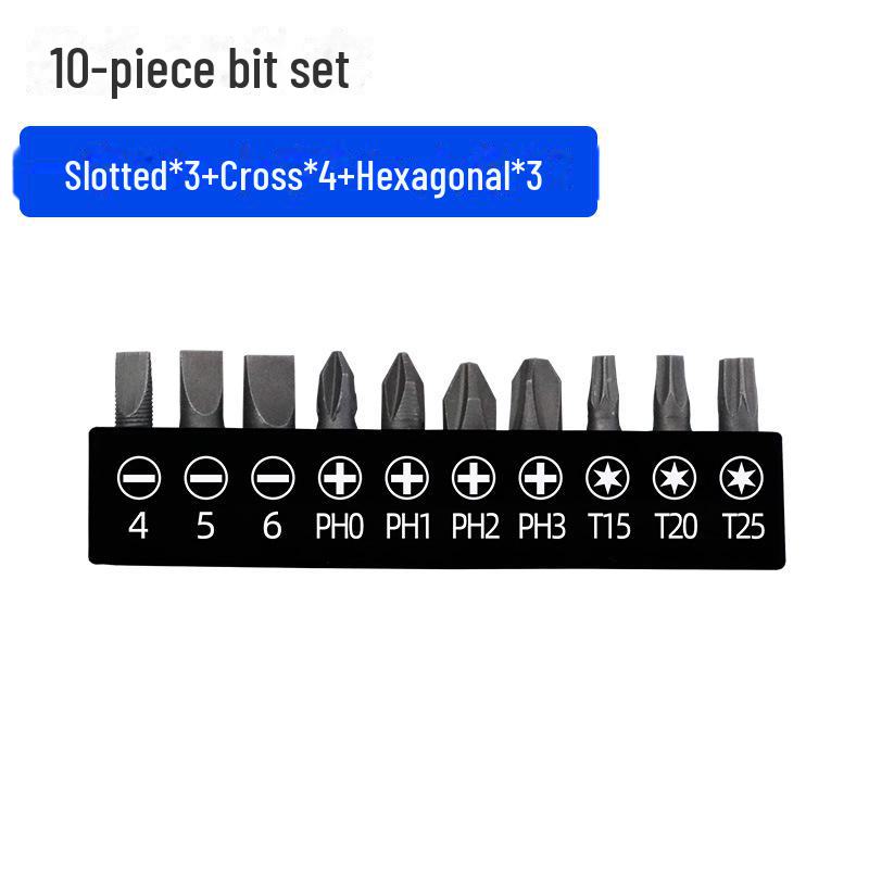 

Многофункциональная электрическая отвертка с гибким валом и адаптером для дрели с регулировкой крутящего момента 10-piece bit set
