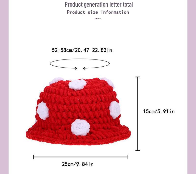 Charming Cartoon Crochet Mushroom Beanie - Cozy, Thick Knit Fisherman Hat for Autumn and Winter.