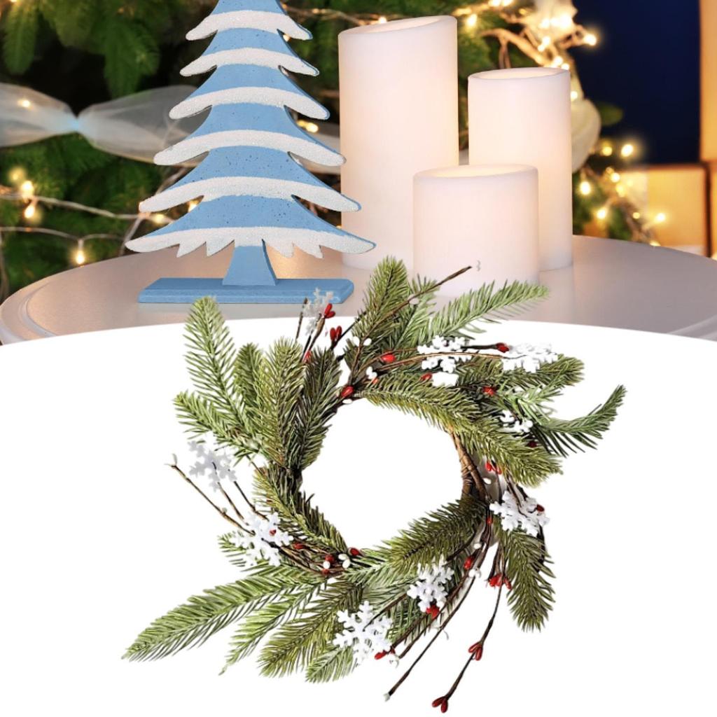 Christmas Candle Ring Wreath Cabinet Wreath for Window Wall Decor Wedding