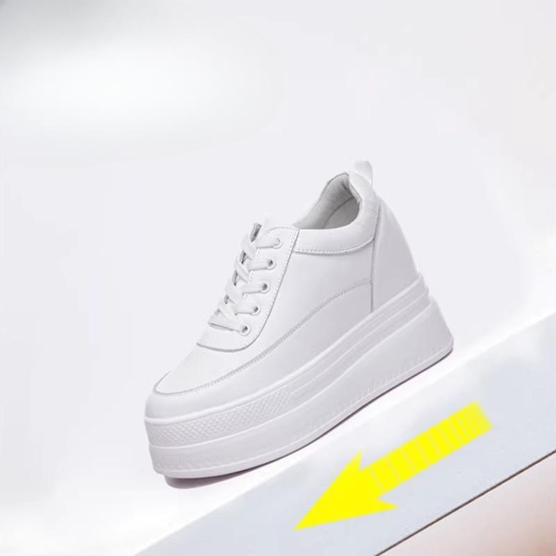 Echtes Leder Schuhe mit dicker Sohle Höhenvergrößernde Atmungsaktive Sneaker und Leichte Reiseschuhe