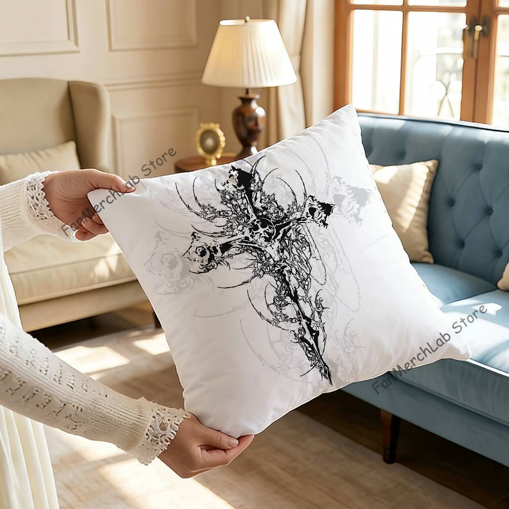 Gothic Cyber Sigil Cross Eyes Printed Pillow Cover Cushion Case Simple Sofa Pillow Case No Pillow Core
